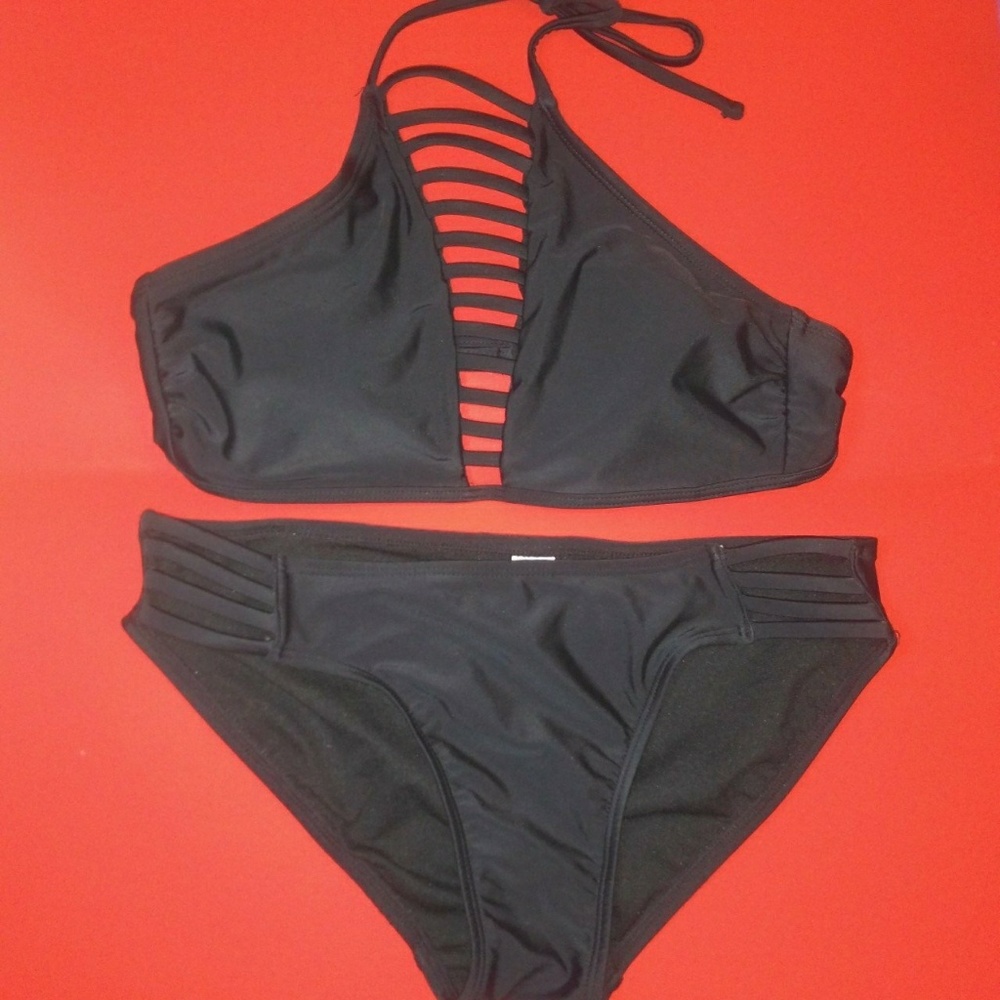 All black two piece bikini